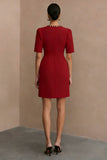 Burgundy Work Dress With Short Sleeves
