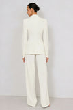 Peak Lapel Slim Fit 2 Piece Ivory Suit