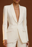Shawl Lapel 2 Piece One Button Ivory Suit