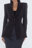 Black Polka Dot Mermaid 2 Piece Peak Lapel Skirt Suit