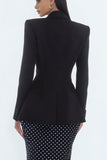 Black Polka Dot Mermaid 2 Piece Peak Lapel Skirt Suit