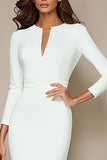 Ivory Pencil Midi Work Dress With 3/4 Sleeves