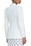 2 Piece Ivory Polka Dot Sheath Peak Lapel Skirt Suit