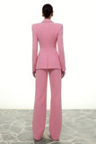 2 Piece Peak Lapel Single Breasted Pink Suit