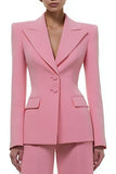 2 Piece Peak Lapel Single Breasted Pink Suit