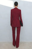 Burgundy Peak Lapel Slim Fit Double Breasted 2 Piece Suit