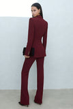2 Piece Burgundy Shawl Lapel Double Breasted Women Suit