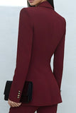 2 Piece Burgundy Shawl Lapel Double Breasted Women Suit
