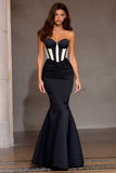 Mermaid Black Sweetheart Ruched Long Prom Dress
