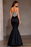 Mermaid Black Sweetheart Ruched Long Prom Dress
