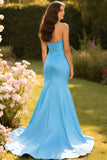 Mermaid Champagne Sweetheart Ruched Long Prom Dress