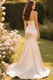 Mermaid Champagne Sweetheart Ruched Long Prom Dress