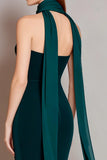 Mermaid Dark Green Strapless Long Formal Dress With Ribbon Tie
