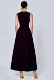 Black Sequin A Line Midi Formal Dress with Pockets