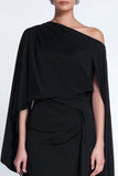 Black Sheath One Shoulder Midi Formal Dress With Slit