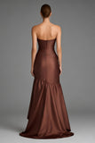 Mermaid Brown Sweetheart Ruched High-Low Formal Dress With Ruffles