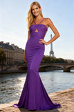 Mermaid Purple Cut Out Ruched Evening Dress