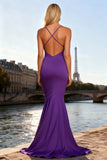 Mermaid Purple Cut Out Ruched Evening Dress