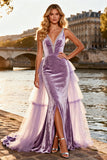 Velvet Purple Mermaid Prom Dress with Train