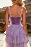 Velvet Purple Mermaid Prom Dress with Train