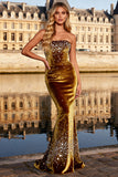 Sparkly Velvet Burnout Orange Mermaid Prom Dress