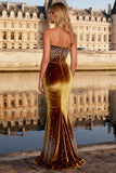 Sparkly Velvet Burnout Orange Mermaid Prom Dress