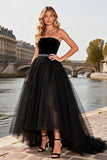 Black Strapless Princess High Low Prom Dress