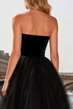 Black Strapless Princess High Low Prom Dress