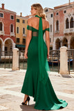 Off the Shoulder Dark Green Mermaid Ruffled Prom Dress