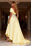 Light Yellow One Shoulder Corset Ball Gown Prom Dress