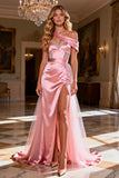 Pink Corset Satin Long Prom Dress