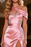Pink Corset Satin Long Prom Dress