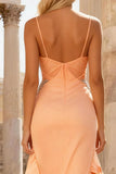 Mermaid Peach Tiered Long Prom Dress With Ruffles