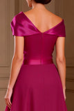 Fuchsia Asymmetrical Neck Mother of the Bride Jumpsuit With Bow