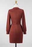 Chocolate Shawl Lapel Ruched Bodycon Mini Mother of the Bride Dress