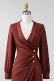 Chocolate Shawl Lapel Ruched Bodycon Mini Mother of the Bride Dress