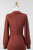 Chocolate Shawl Lapel Ruched Bodycon Mini Mother of the Bride Dress