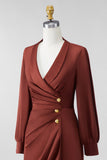 Chocolate Shawl Lapel Ruched Bodycon Mini Mother of the Bride Dress