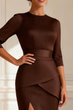 Mermaid Chocolate Pleated Long Mother of the Bride Dress With Slit