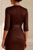 Mermaid Chocolate Pleated Long Mother of the Bride Dress With Slit