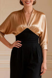 Black and Champagne V-Neck Long Mother of the Bride Jumpsuits