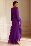 Mermaid Purple V-Neck Mother of the Bride Dress With Ruffles