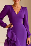 Mermaid Purple V-Neck Mother of the Bride Dress With Ruffles