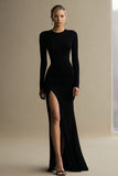 Black Round Neck Mermaid Long Formal Dress