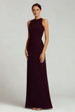 Elegant Burgundy Halter Long Formal Dress