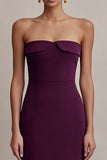 Strapless Sheath Plum Long Formal Dress