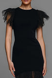Black Mermaid Round Neck Long Formal Dress