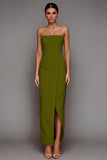 Yellow Strapless Sheath Long Formal Dress with Slit