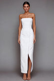 Yellow Strapless Sheath Long Formal Dress with Slit