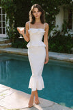 Mermaid White Engagement Dress With Ruffles